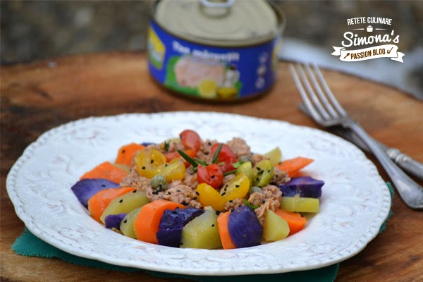 Salata de cartofi violet cu ton