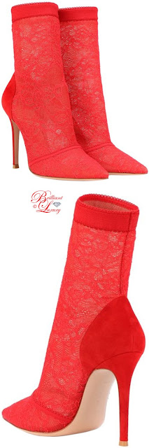 Gianvito Rossi Brinn hot red lace ankle boots #brilliantluxury