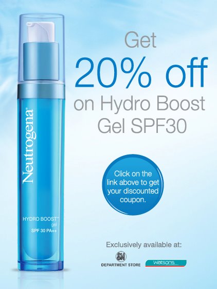 Neutrogena Hydro Boost Gel SPF 30 on 20% Off!