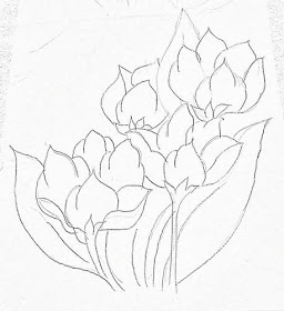 desenho de ramo de tulipas para pintar