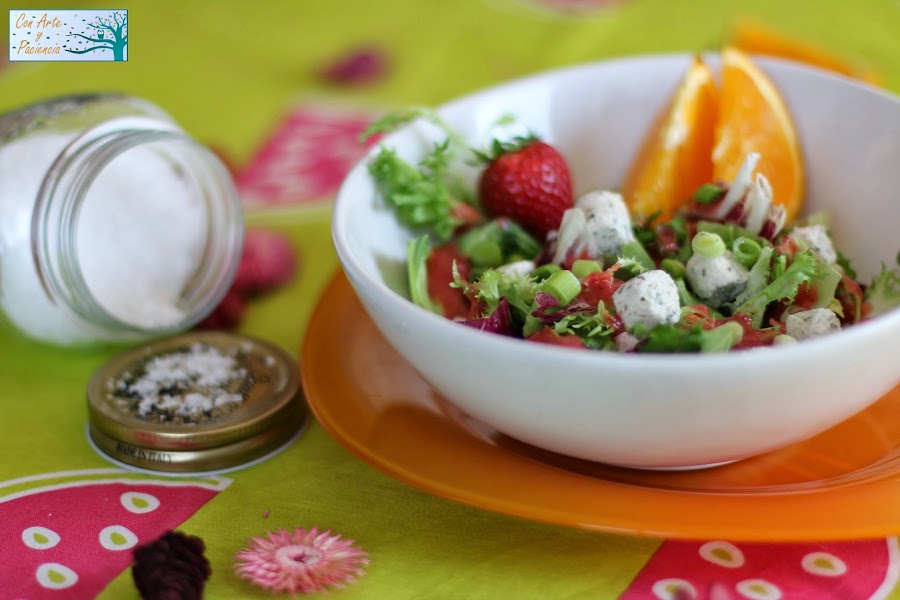 ensalada,primavera,fresas,fresa,naranja,ajos,tiernos,ensaladas,tiempo,radicchio,lisa,rizada,loyo,queso,mermelada,gajos,receta,facil,natural,sana