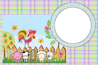 La Granja Bebés en Celeste: Invitaciones para Imprimir Gratis. Para hacer invitaciones, tarjetas, marcos de fotos o etiquetas, para imprimir gratis de La Granja Bebés en Celeste.