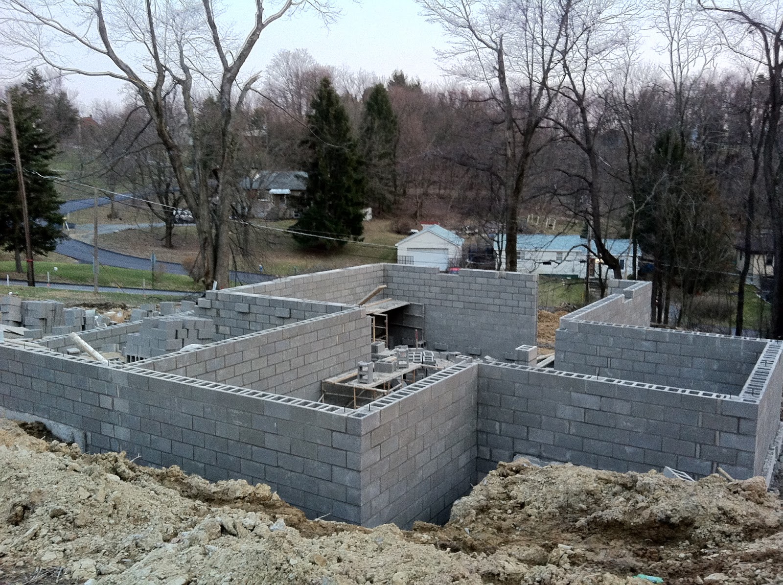 Building With Wayne Homes In Pittsburgh Basement Block Work Completed