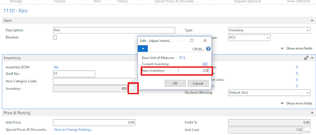 Item Card Inventory lookup Item Card Inventory lookup option NAV 2017