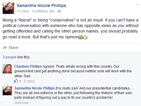 Go read a book if you insult others in politics go read a book liberal conservative are not insults