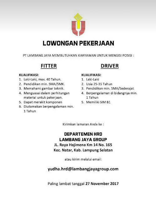 Lowongan Kerja Natar November 2017 Lampung April 2021 Karer Id