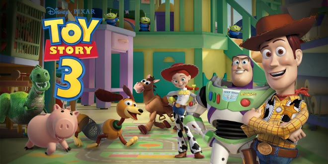Woody smiling with others in the background Toy Story 3 2010 animatedfilmreviews.animatedfilmreviews.com