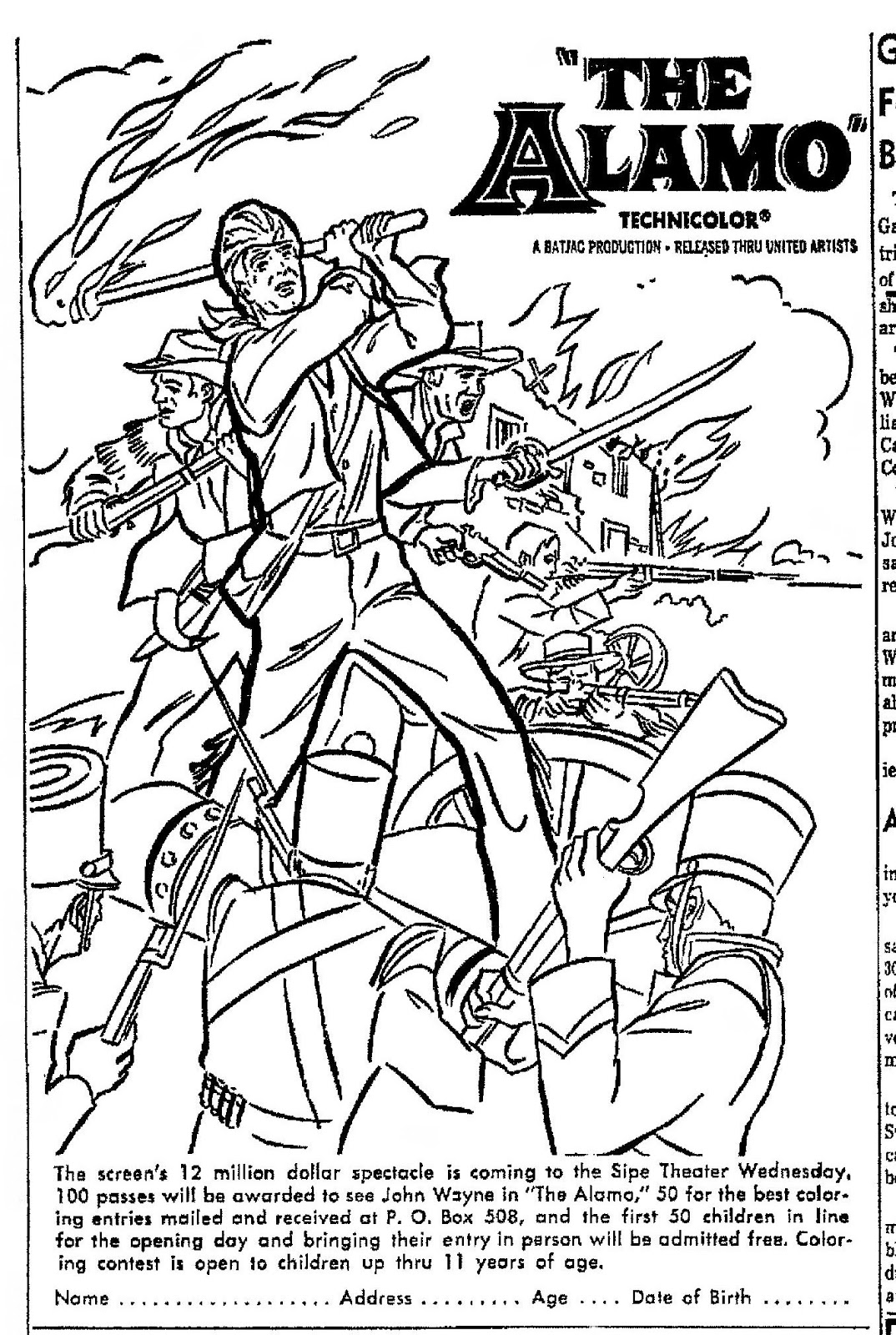 remember the alamo coloring pages - photo #6