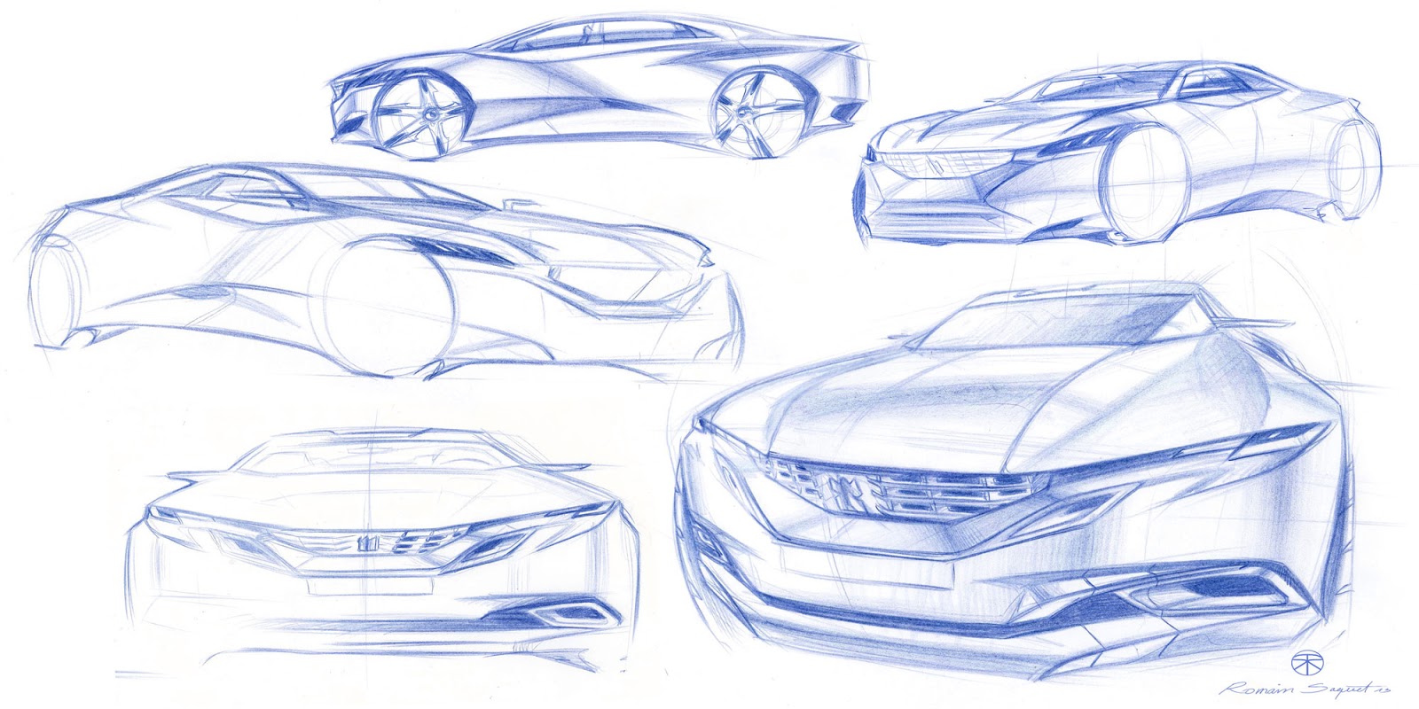 Peugeot Exalt concept pencil sketches by Romain Saquet