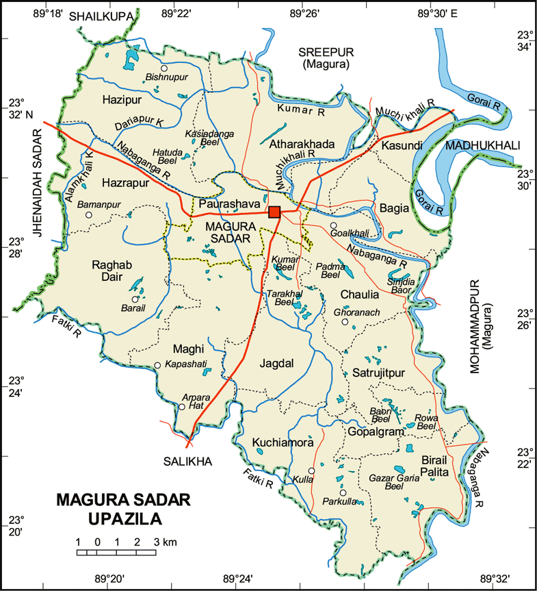 Magura Sadar Upazila Map Magura District Bangladesh