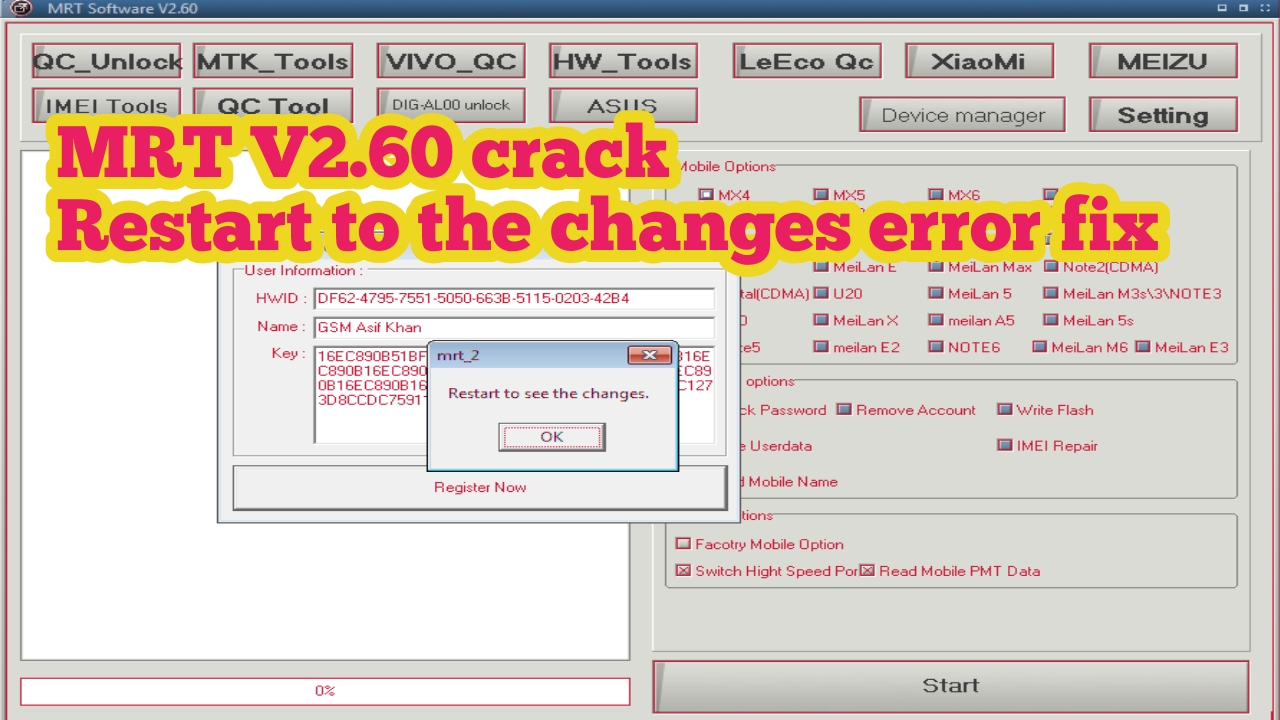 Mobileteam1 MRT V 2.60 CRACK " Restart To The Changes " All error fix