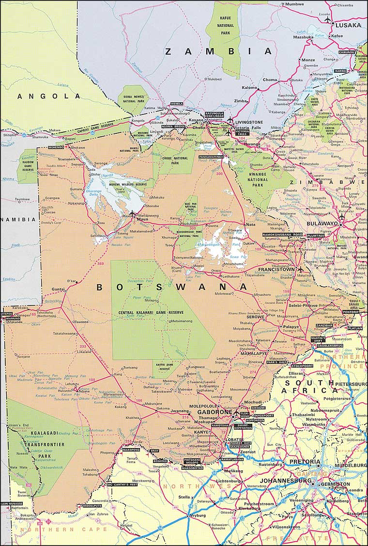 Map Of Botswana Villages Botswana - Geographical Maps Of Botswana - Global Encyclopedia™