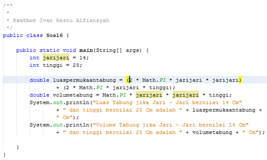 VANRESTUAL: CODE JAVA UNTUK MENGHITUNG LUAS DAN VOLUME TABUNG