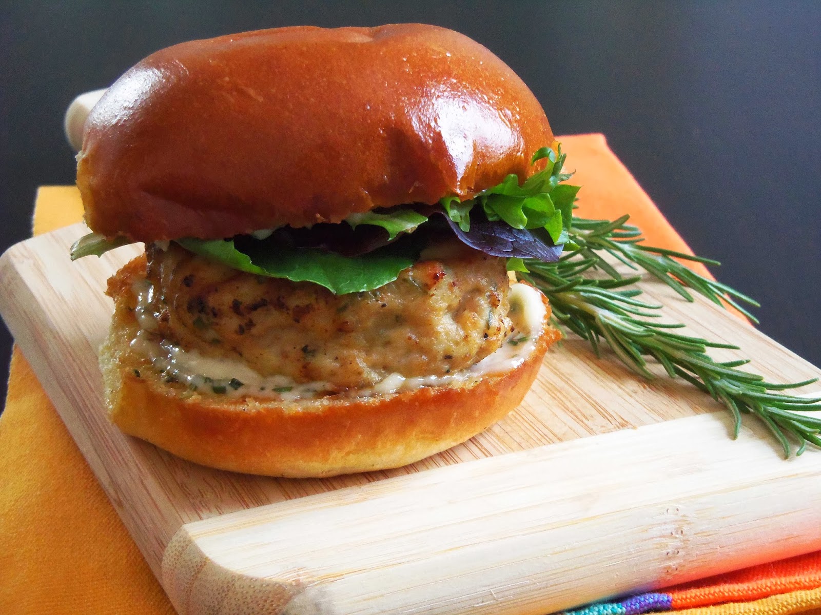 Simply Romanesco Chicken Burgers with GarlicRosemary Mayonnaise