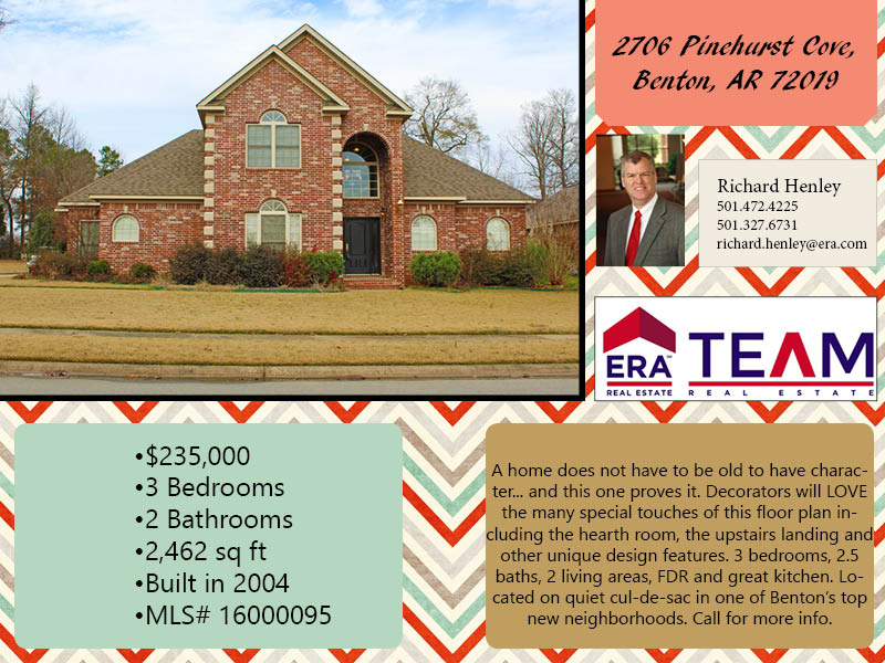 ERA TEAM Real Estate's Central AR Real Estate Blog 2706 Pinehurst Cove, Benton, AR 72019