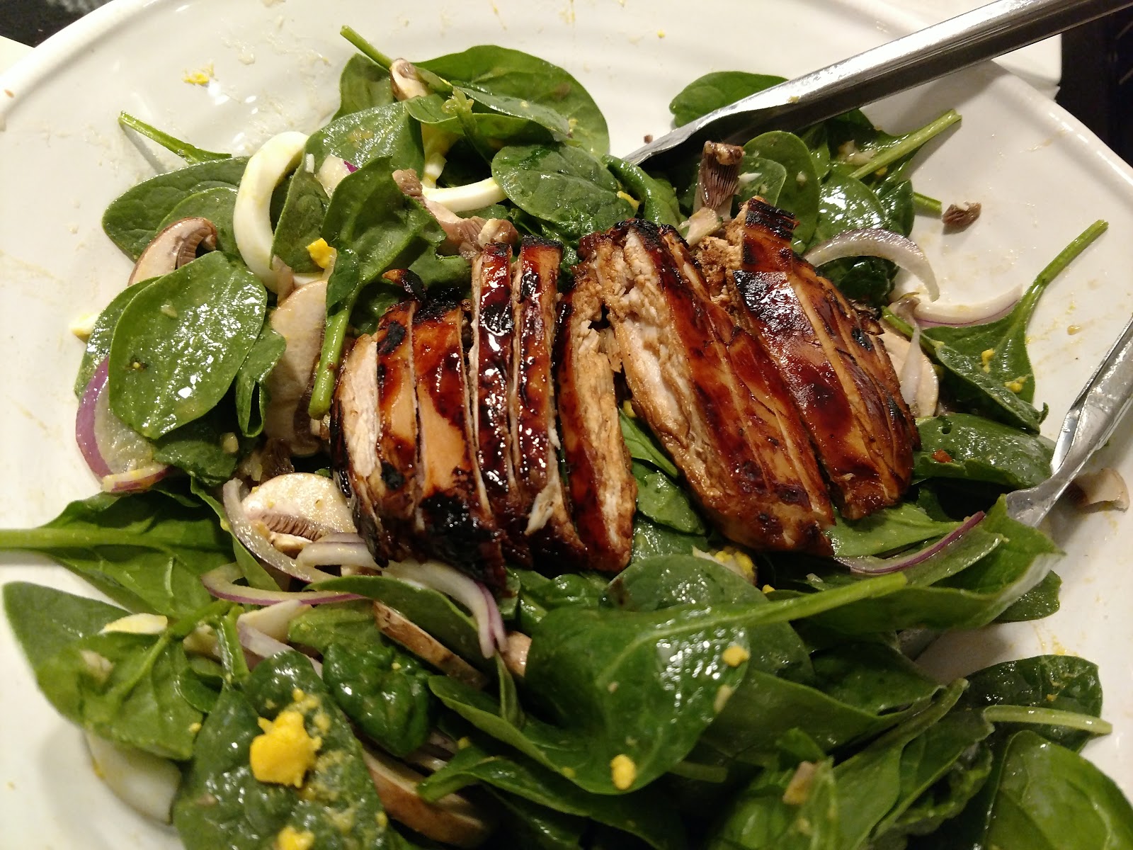 Spinach Salad with Maple Soy Chicken