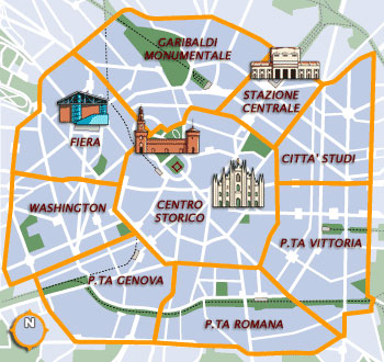 Mappa Di Milano Cartina Del Centro Storico Di Milano Personalizzata ...