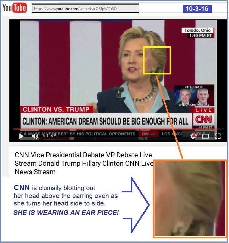 Wordpressstinks Live Now Hillary Ear Piece Blurred By Cnn She Is Talking In Ohio