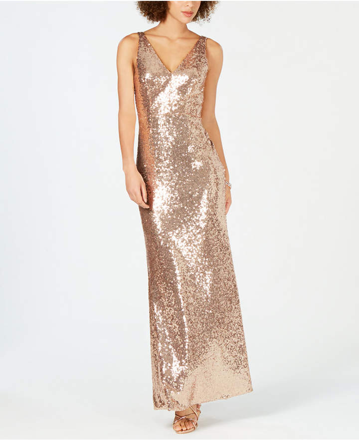 Nightway Petite V-Neck Sequined Gown