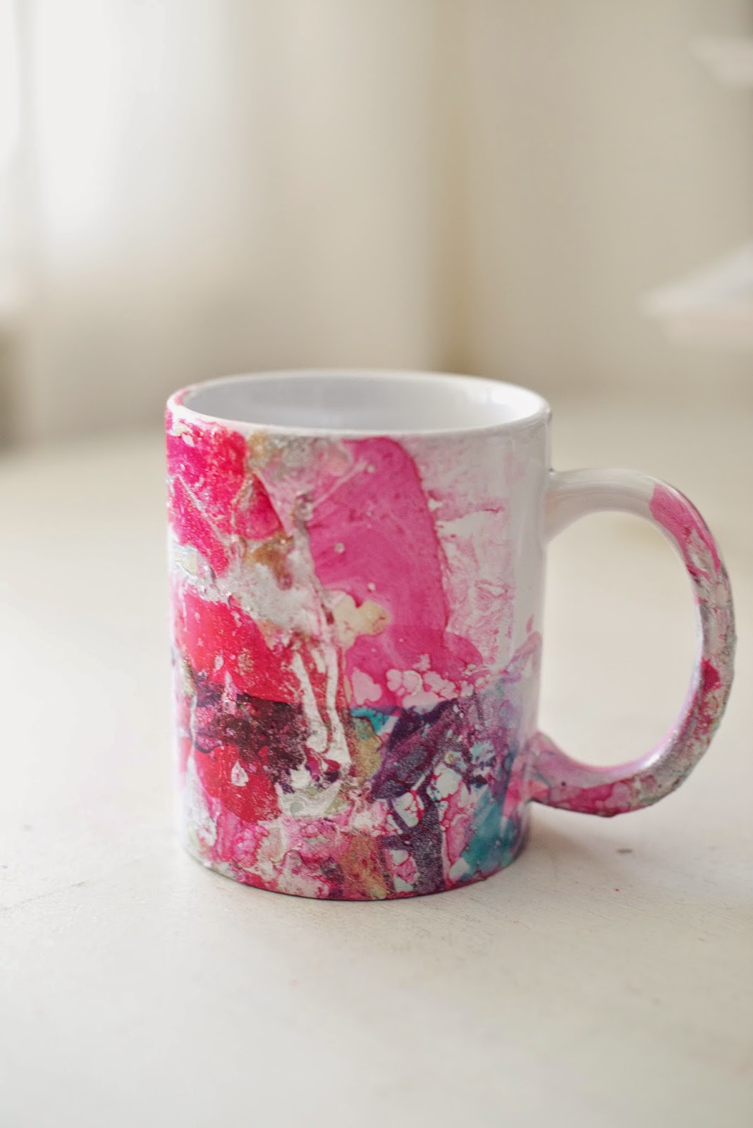 Domestic Fashionista DIY Marbled Nail Polish Coffee Mugs