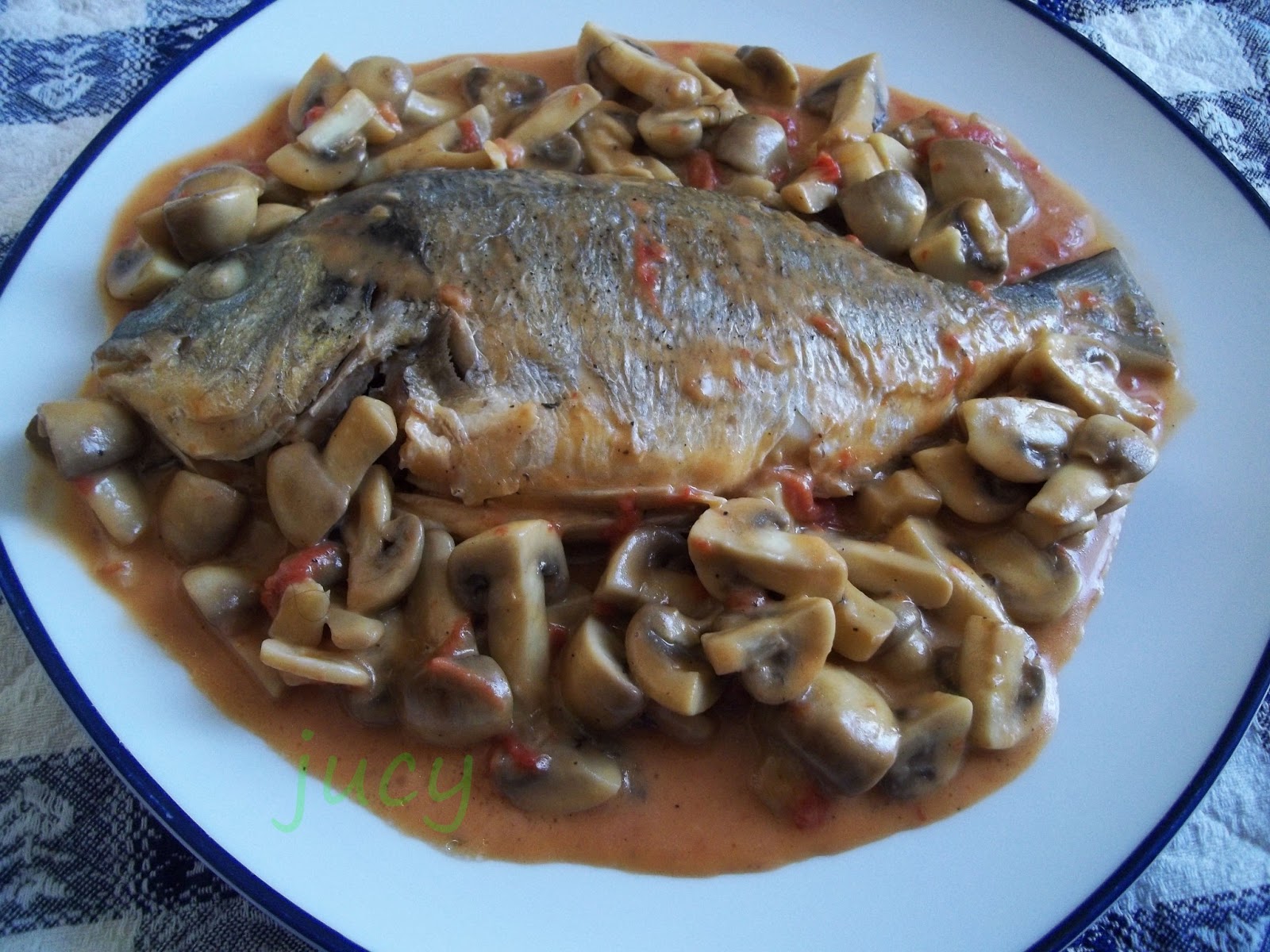 INTO OUR TUMMIES tilapia and mushroom in cream and tomato sauce