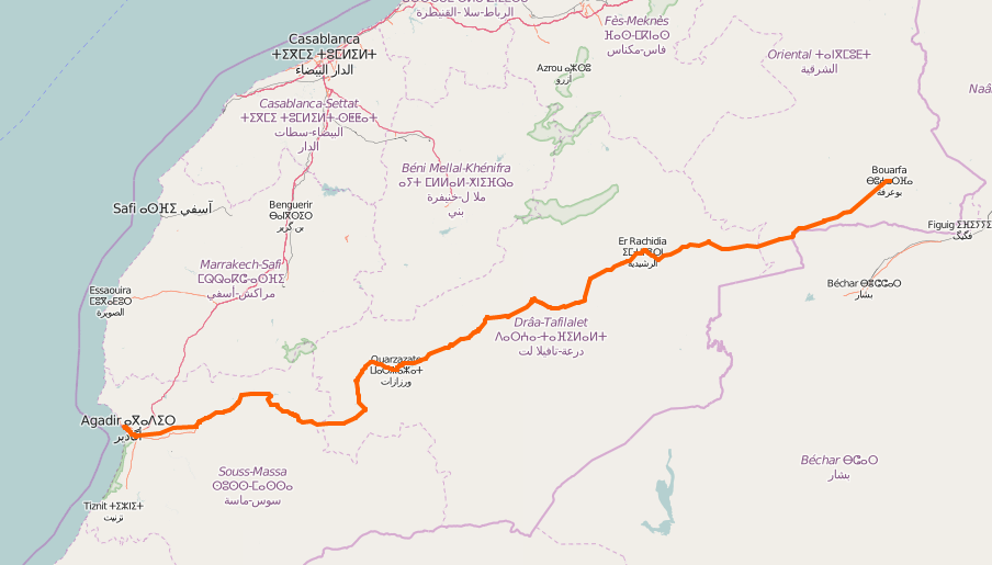 Route Nationale Numéro 10 (RN10 ou N10) Maroc Maps