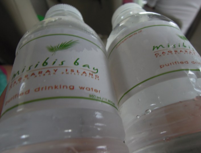 Free bottled water at Misibis Bay