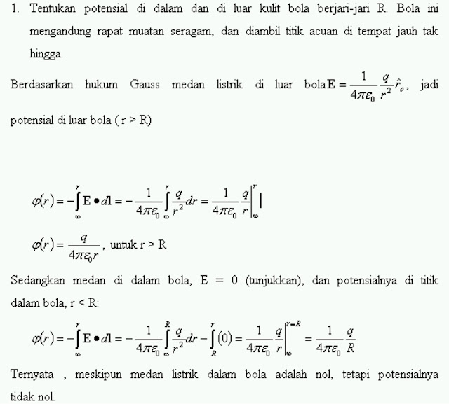 CONTOH SOAL POTENSIAL LISTRIK DI DALAM DAN DI LUAR BOLA CONTOH SOAL POTENSIAL LISTRIK DI DALAM DAN DI LUAR BOLA