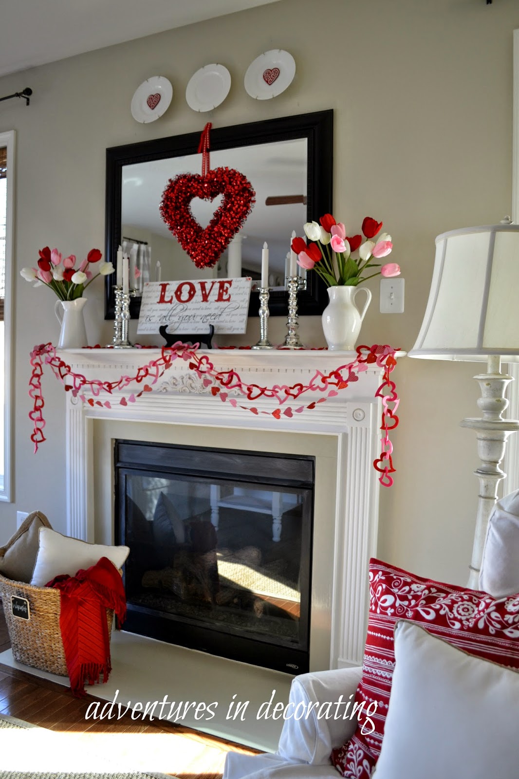 Adventures in Decorating 2022 Valentine  Mantel Heart and 