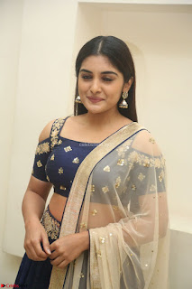 Niveda Thomas in Lovely Blue Cold Shoulder Ghagra Choli Transparent Chunni ~  Exclusive Celebrities Galleries 017
