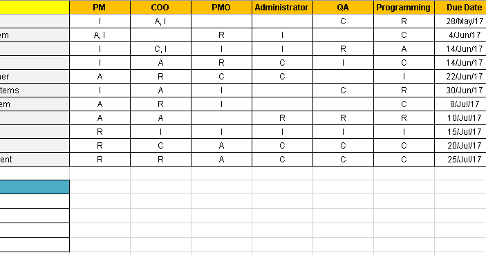 rasci template excel