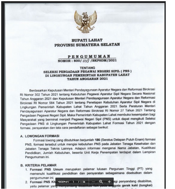 Lowongan Kerja CPNS Pemkab Lahat Tahun Anggaran 2021 - LOKER LOWONGAN KERJA