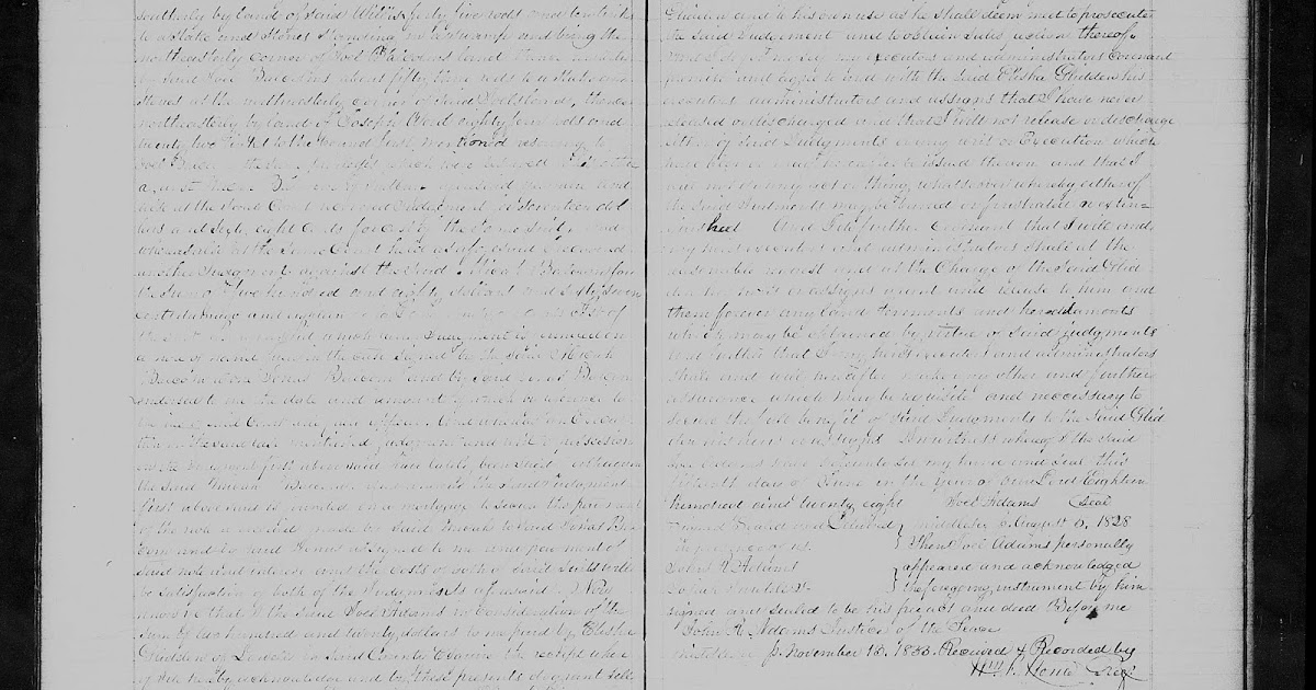 GeneaMusings Amanuensis Monday 1828 Deed of Stow and Levi Hildreth to Zachariah Hildreth in