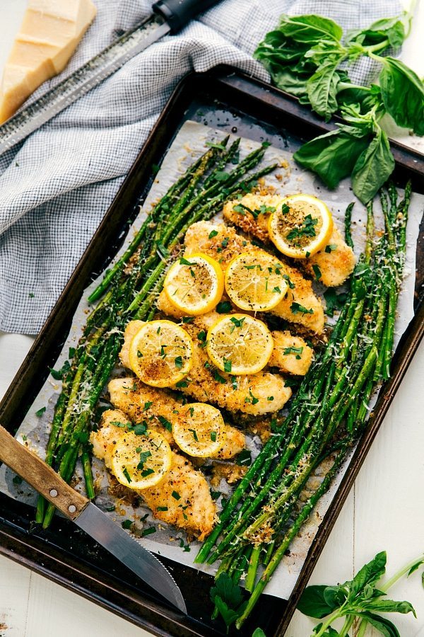 One Pan Lemon Parmesan Chicken and Asparagus Recipe One Pan Lemon Parmesan Chicken and Asparagus Recipe