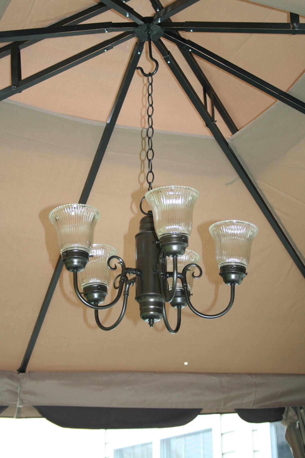 Goosie and Boomer Bowtique Candle Chandelier for our Gazebo