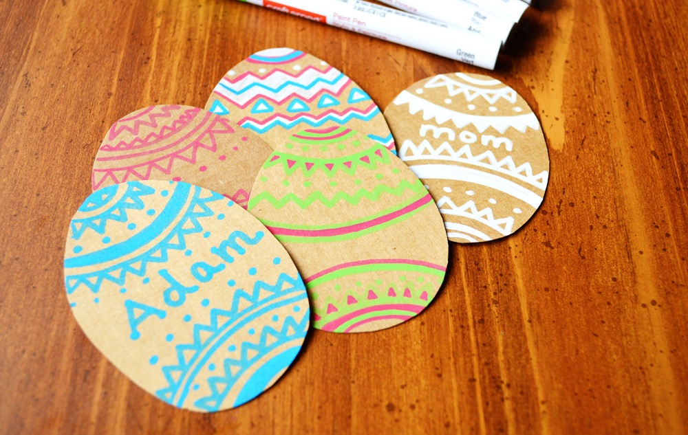Peachy Cheek Cardboard Easter Eggs Name Tags