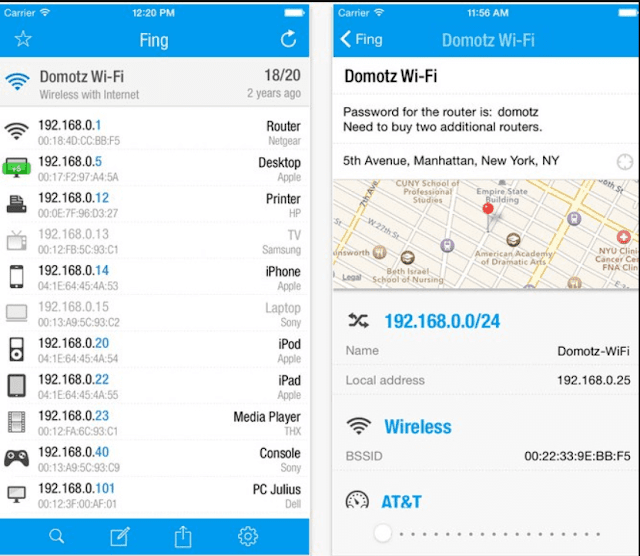 تطبيق Fing لزيادة سرعة الأنترنت على جهاز الآيفون