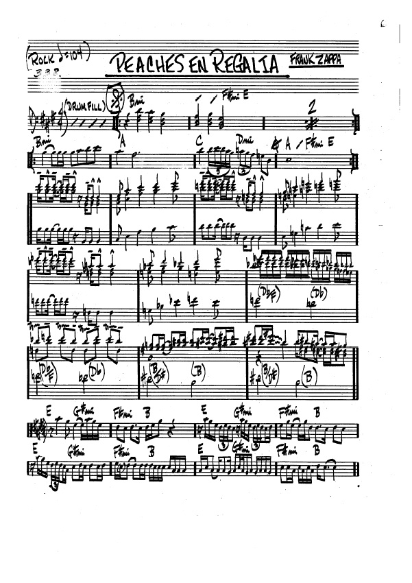 Frank Zappa Peaches En Regalia Partituras para Bajo