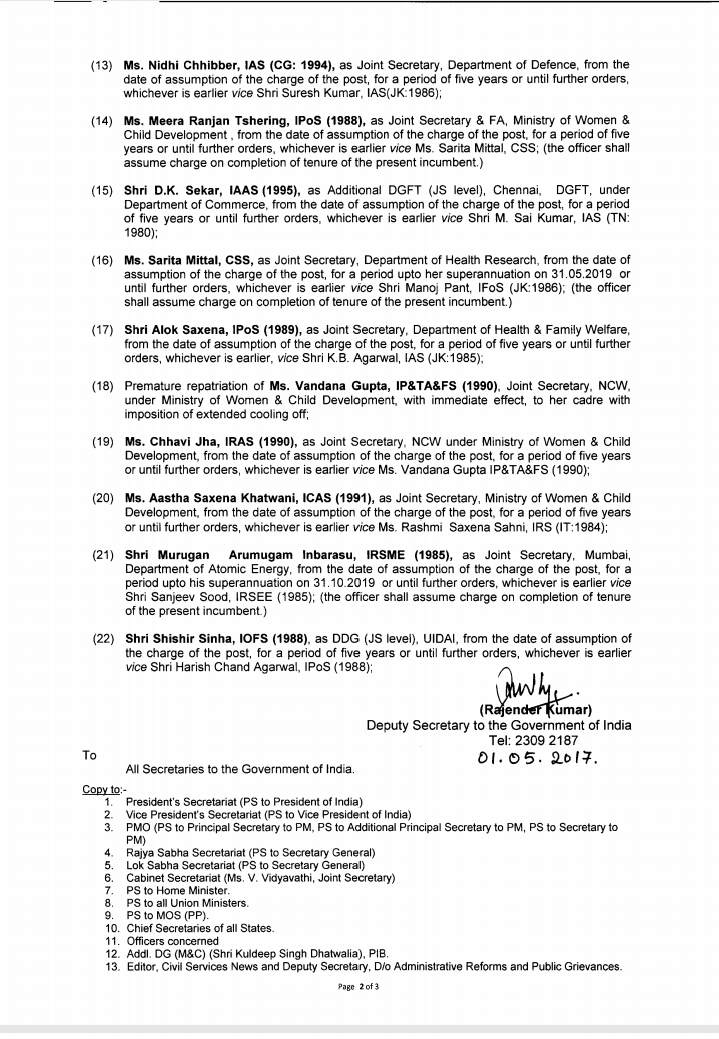 The Appointments Committee of the has approved repatriation