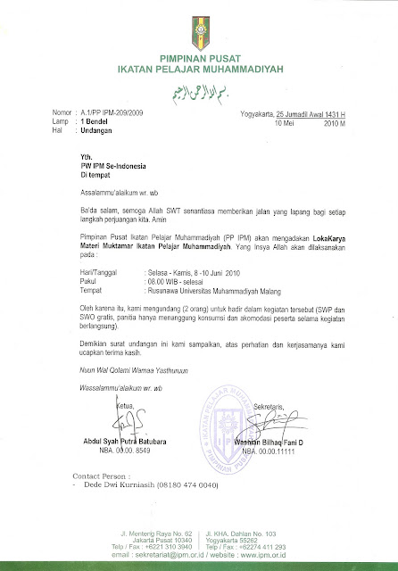 Contoh Surat Undangan Resmi Hmi