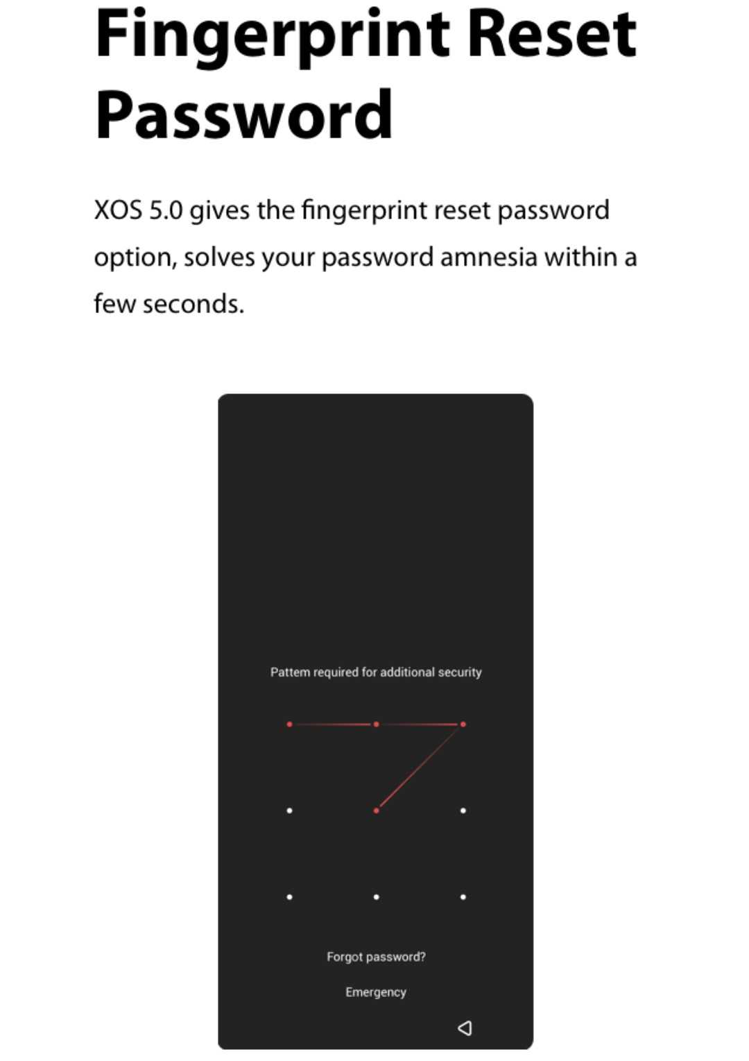 XOS 5.0 Cheetah fingerprint reset password