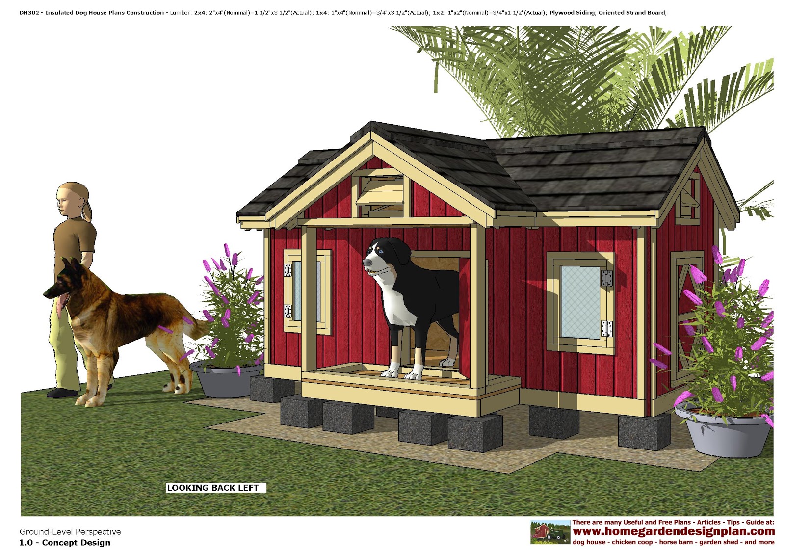 home garden plans DH302 Insulated Dog House Plans Dog House Design