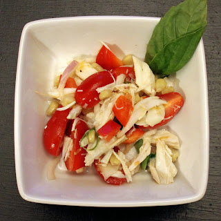 Crab Corn and Tomato Salad with Lemon-Basil Dressing