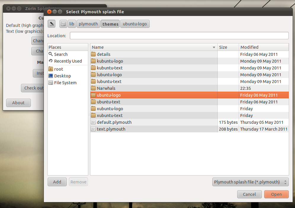 Zorin Splash Screen Manager Install, Manage Plymouth Themes in Ubuntu