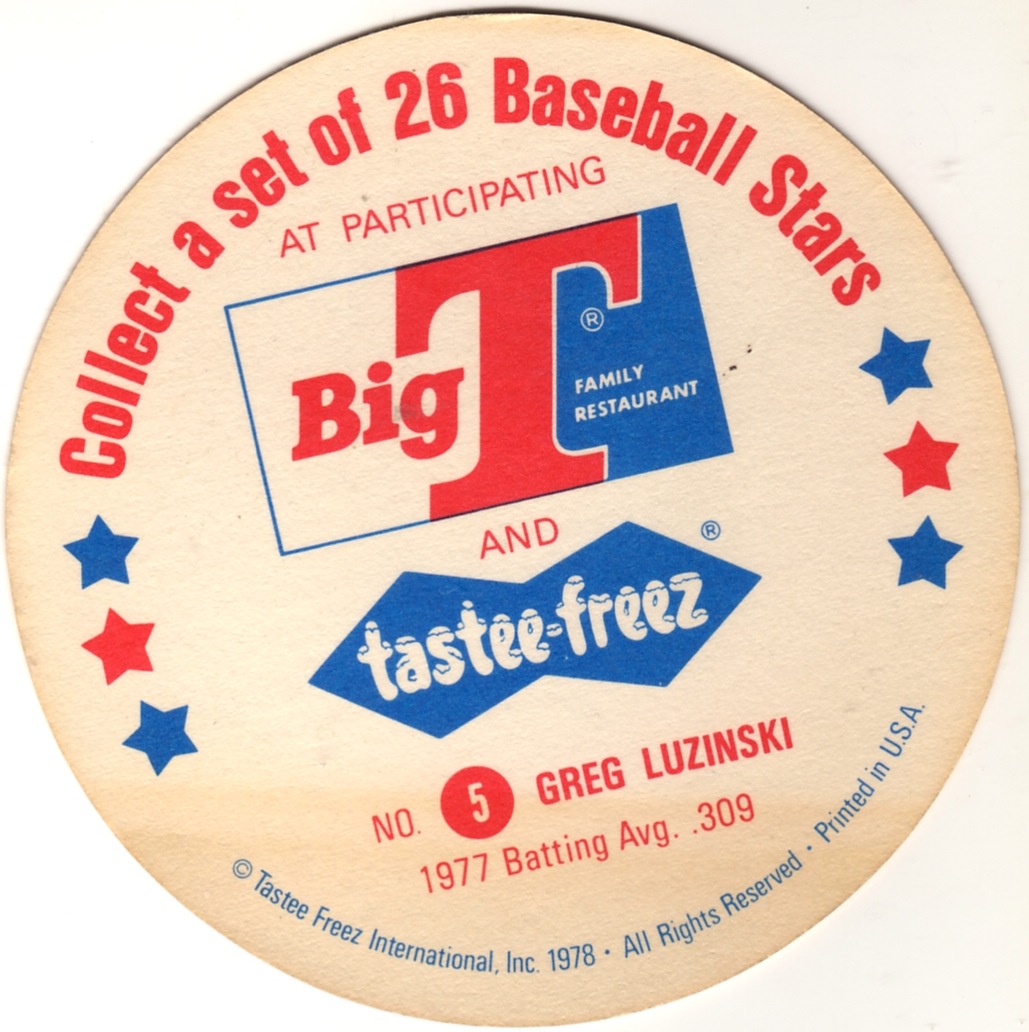 Number 5 Type Collection: 1978 Big T/Tastee-Freez Baseball Discs