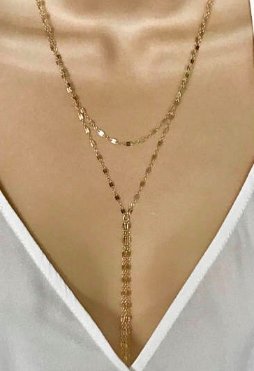 Etsy 14k Gold Tassel Lariat