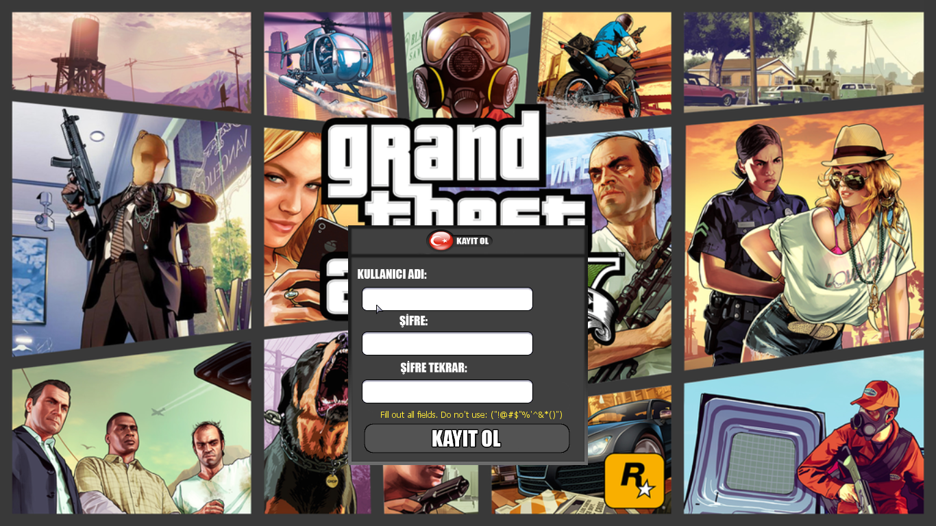 MTA SA GTA V Login Panel