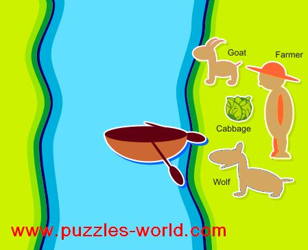 River Crossing : Farmer, Wolf, Goat and Cabbage Puzzle