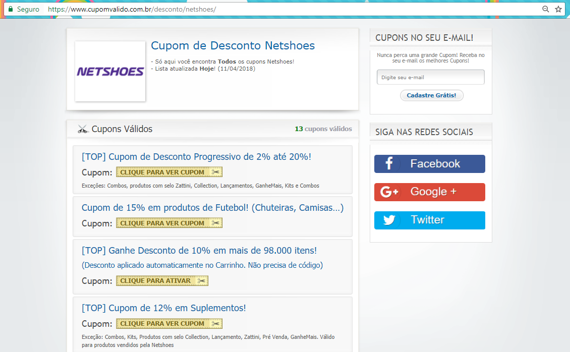 codigo de desconto netshoes 2018