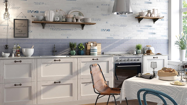 Slim brick wall tiles Urban & Colors Balene - Shiny, happy kitchen